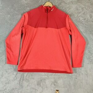 Nike Shirt Mens XL Red Golf Tour Performance Dri-Fit 1/4 Zip Pullover Sportswear